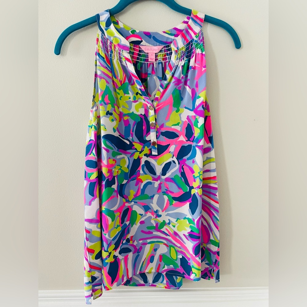 Lilly Pulitzer silk sleeveless Elsa top size small